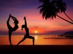 Girls Doing Yoga Stock Photo