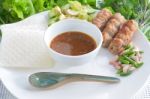 Vietnamese Meatball Wraps Stock Photo