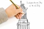 Hand Drawing Statue Of Liberty Stock Photo