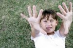 Cute Girl Showing Her Palms Stock Photo