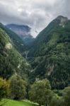 View From The Simplon Pass In Switzerland Stock Photo