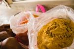 Spices Sitting In Plastic Bags Stock Photo