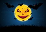 Halloween Devil Moon Bat  Stock Photo