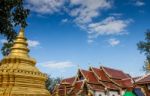 The Ancient Golden Pagoda In Chiangmai,the Northern Province Of Thailand Stock Photo