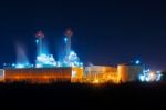 Power Plant At Night Stock Photo