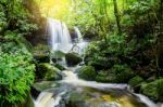 Mun Dang Waterfall In Deep Forest Fresh Green Rain Season In Tha Stock Photo