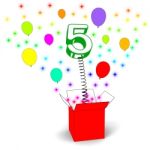 Number Five Surprise Box Means Surprise Party Or Festivity Stock Photo