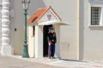 Monte Carlo, Monaco - April 19 ; Guard On Duty At The Palace In Stock Photo