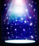 Stars Are Falling On The Background Of Blue Luminous Rays Stock Photo