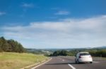 Car On Highway In Serbia, Europe Stock Photo