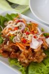 Fried Crab And Herb Salad Stock Photo