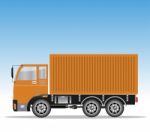 Side View Of Cargo Container Truck  Stock Photo