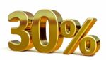 3d Gold 30 Thirty Percent Discount Sign Stock Photo