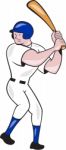 Baseball Player Batting Side Blue Isolated Cartoon Stock Photo