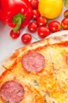 Italian Original Thin Crust  Pepperoni Pizza Stock Photo