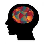 Abstract Colorful Curve Shape Human Head Brain Stock Photo