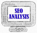 Seo Analysis Shows Search Engines And Analytic Stock Photo