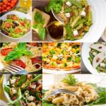 Healthy And Tasty Italian Food Collage Stock Photo