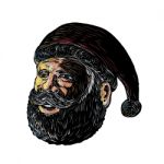 Santa Claus Three-quarter View Scratchboard Stock Photo