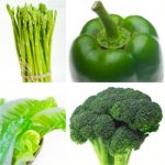 Green Healthy Food Collage Collection Stock Photo