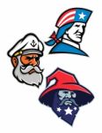 Patriot, Seadog And Warlock Mascot Collection Stock Photo