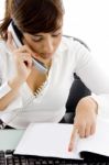 Business Lady Talking Over Phone Stock Photo