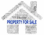 Property For Sale Shows Real Estate And Display Stock Photo