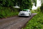 J. Laverty Driving Mitsubishi Evo Stock Photo