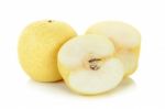 Yellow Pear Isolated On The White Background Stock Photo