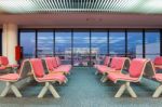 Empty Waiting Chair In The Airport Stock Photo