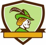 Robin Hood Side Ribbon Crest Retro Stock Photo