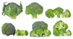 Set Of Fresh Broccoli Isolated On White Background Stock Photo