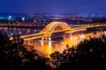 Banghwa Bridge At Night In Seoul,korea Stock Photo