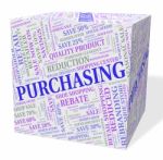 Purchasing Cube Means Client Purchase And Text Stock Photo