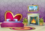 Cartoon  Illustration Interior Valentine Room With Separated Layers Stock Photo