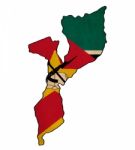 Mozambique Map On Mozambique Flag Drawing ,grunge And Retro Flag Stock Photo