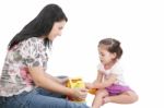 Mom Plays With Her Daughter Stock Photo