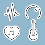 Music Line Icon Set Stock Photo