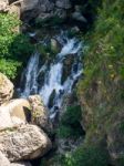 Waterfall Below The New Bridge At Ronda Spain Stock Photo