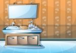 Cartoon  Illustration Interior Bathroom Stock Photo