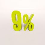 Percentage Sign, 9 Percent Stock Photo