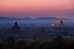 Sunrise Over Temples Of Bagan In Myanmar Stock Photo