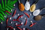 Food Ingredients And Condiment Stock Photo