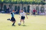 Bangkok, Thailand - Nov 2016: In The Nov 23, 2016. Youth Soccer Match, In Pieamsuwan Elementary School Stock Photo