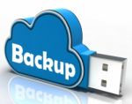 Backup Cloud Pen Drive Means Data Storage Or Safe Copy Stock Photo