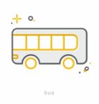 Thin Line Icons, Bus Stock Photo