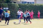 Bangkok, Thailand - Nov 2016: In The Nov 23, 2016. Youth Soccer Match, In Pieamsuwan Elementary School Stock Photo