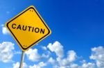 Caution Traffic Signpost Stock Photo