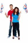 Young Couple Holding UK Flag Stock Photo