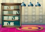 Cartoon  Illustration Interior Library Room With Separated Layers Stock Photo